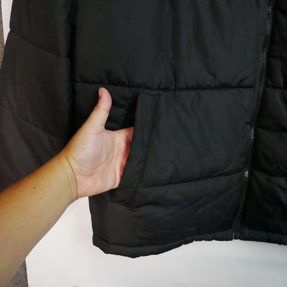 Cherokee Mens Size L  Black w Blue Hooded Puffer Jacket Full Zip - Picture 6 of 12